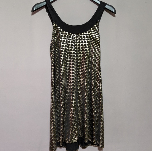 Retro patterned gold and black dress - Picture 3 of 4